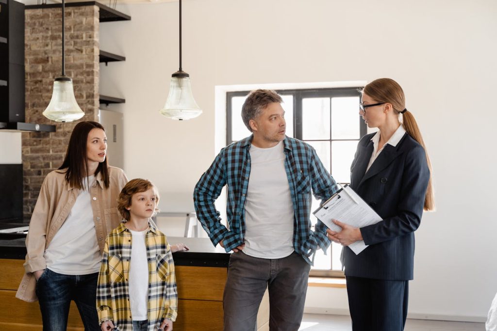 Realtor talking to her clients about the property