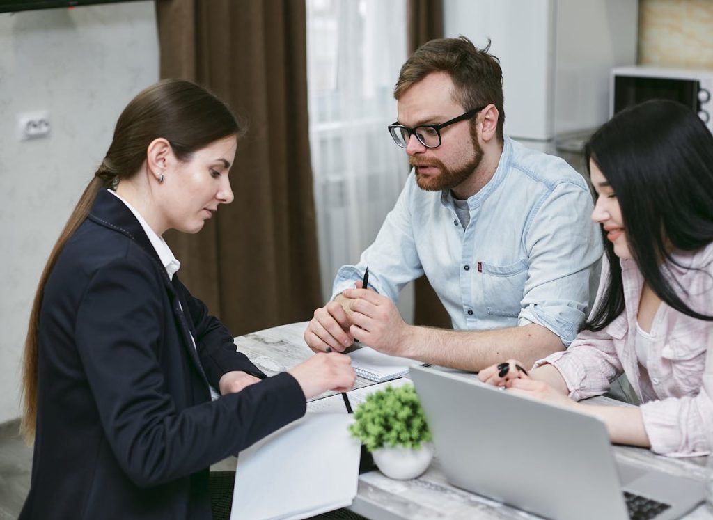 A realtor with her clients