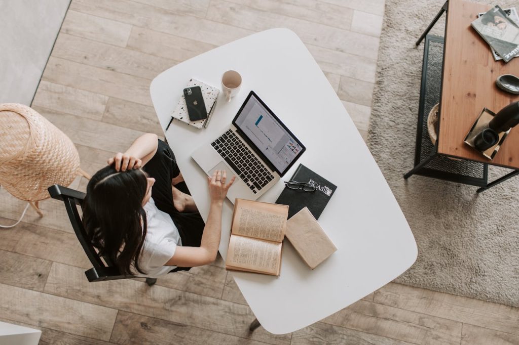 Woman working from home