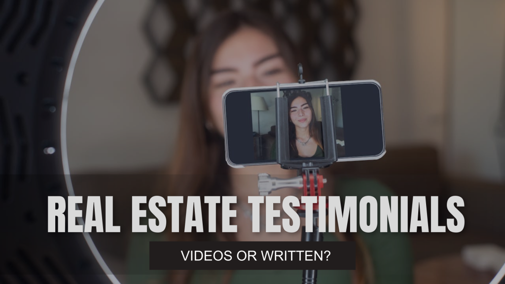 Homebuyer or seller recording a testimonial for her real estate agent. 